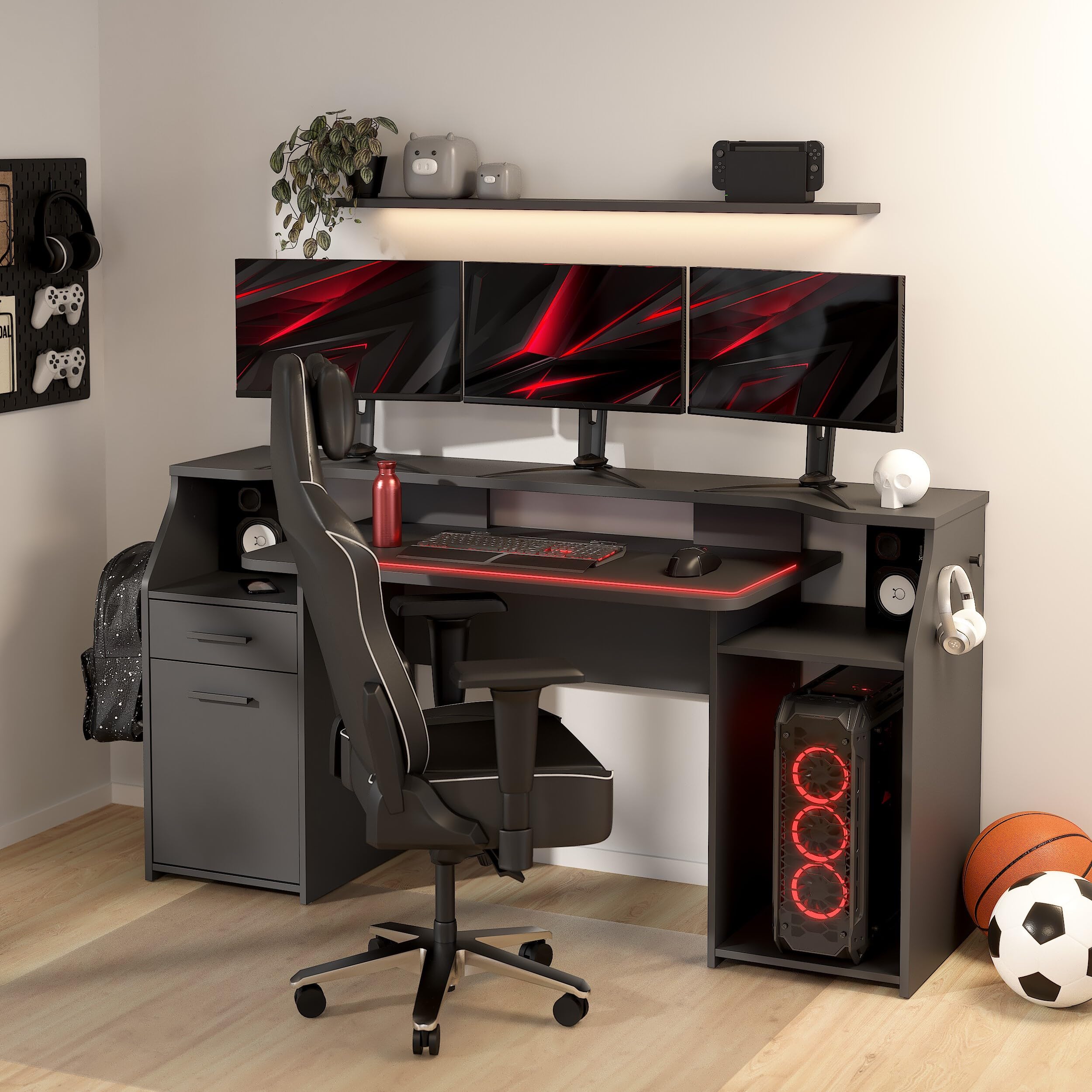 Amazon.com: Tvilum Function Plus Computer Gaming Desk with Storage